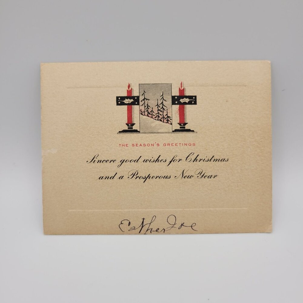 Vintage Christmas Greeting Card Signed Esther Collectible Holiday Crafting Retro
